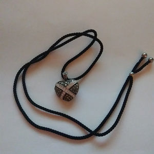 Suspicion Sterling Marcasite Puffed Heart Necklace